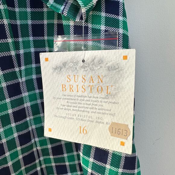 Susan Bristol Plaid Short Sleeve Blouse - Size 16 - Vintage Made in USA - Picture 3 of 8